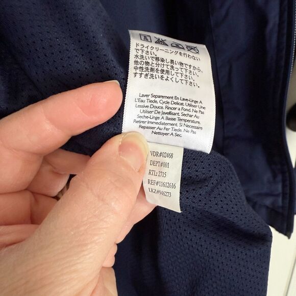 Eddie Bauer Mens XL Navy Blue Windbreaker Jacket Hidden Hood Pockets Outdoor - Picture 11 of 14